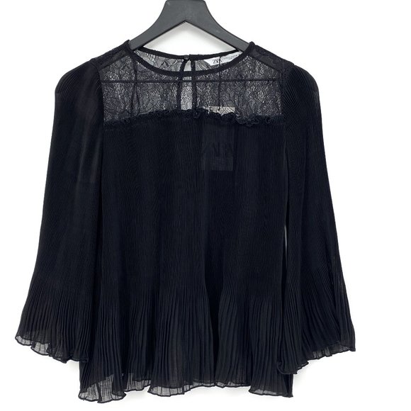 ZARA Combined Pleated Blouse NWT - Picture 1 of 16